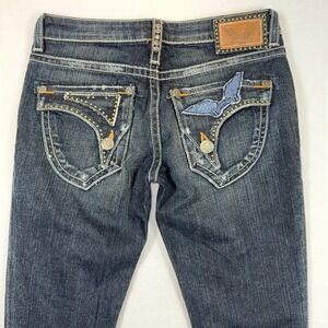 Robin's Jean Womens 27x34 Skinny Studded Crystal Wing Flap Pocket Stretch